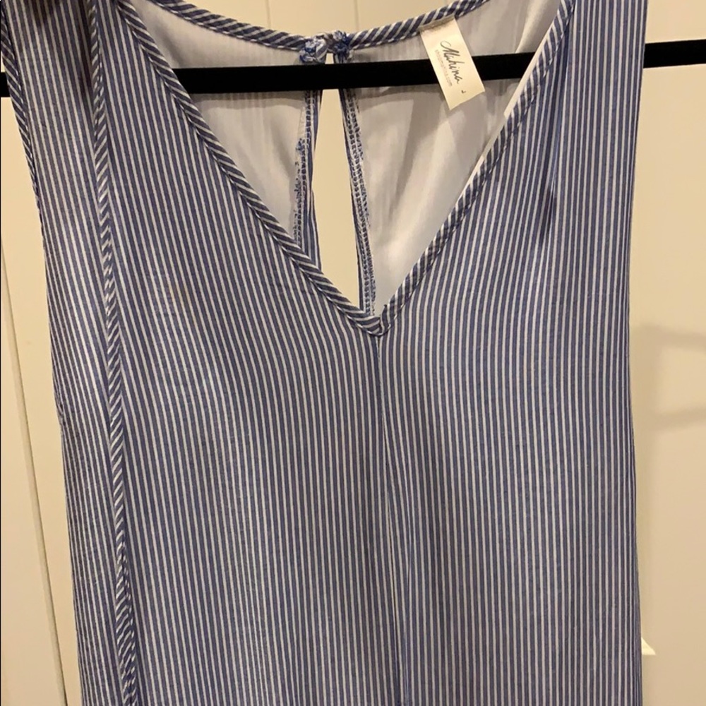 Blue and white striped romper